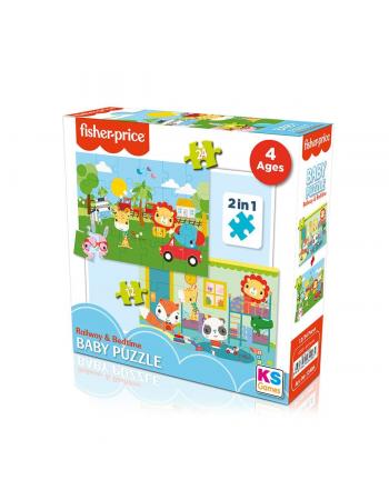 13406 KS Fisher-Price Baby Puzzle - Railway & Bedtime / 12+24 Parça Puzzle / +4 yaş