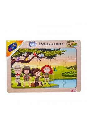 ONY-40-41-42-43 Ahşap Eğitici Puzzle İzciler Kampta -Onyıl
