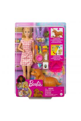 HCK75 Barbie ve Yeni Doğan Köpekler Oyun Seti, Barbie ve Hayvanları