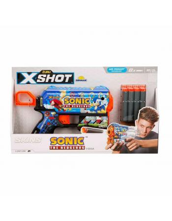 36648 X-Shot Skins Flux Sonic The Hedgehog 8 Mermili Sünger Dart Atan Silah 21 cm -Sunman