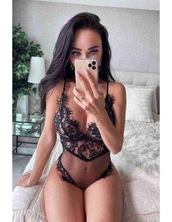 Şık Bodysuit Dantel Seksi Gecelik Body Siyah